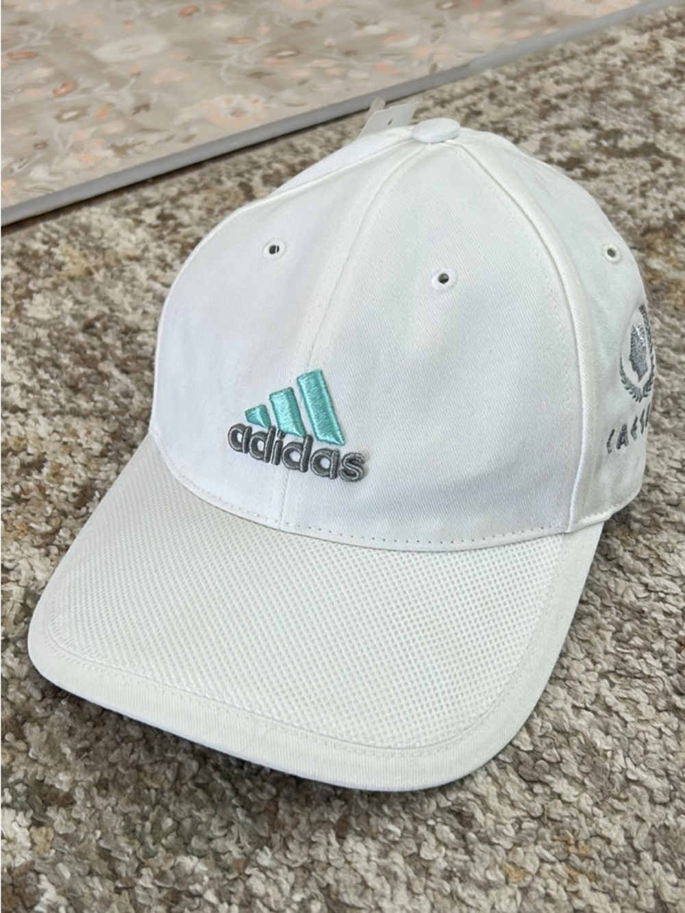 adidas White Cap with Teal Logo